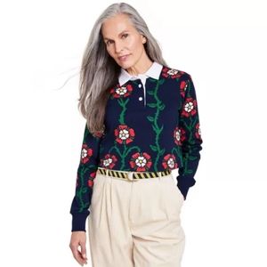 Rowing Blazers x Target Rose Print Collared Long Sleeve Rugby Shirt - Size Large